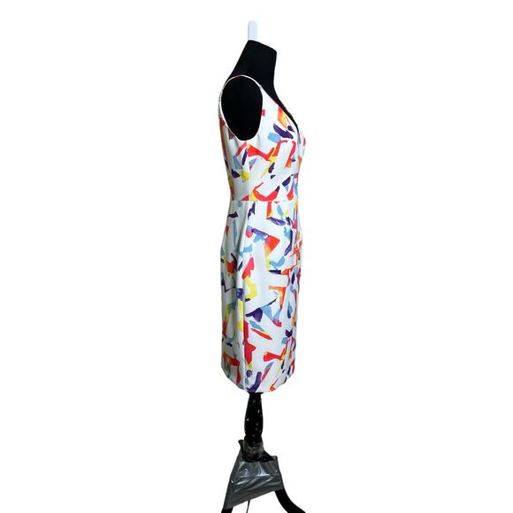 Black Halo White Vibrant Print Liaison Jevette Sheath Dress Size 6 - Picture 11 of 15